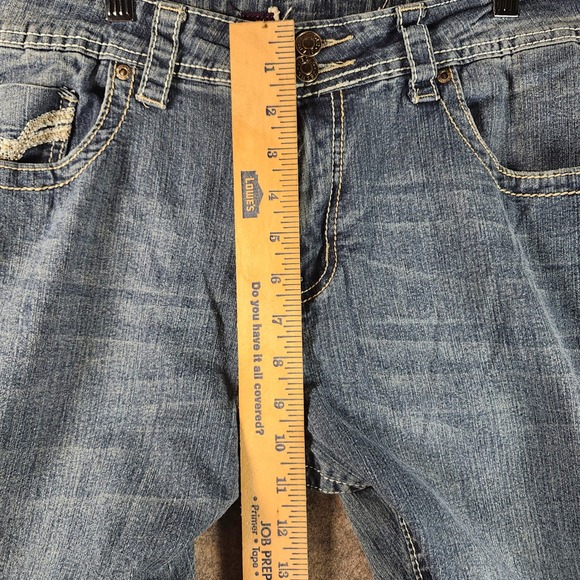 VIGOLD Womens Jeans Size 16 Blue Denim Tapered Embellished Pockets High Rise - Picture 5 of 15